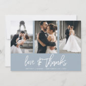 Modern Hand-Lettered Photo Collage Dusty Blue Bedankkaart (Voorkant)