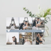 Modern Hand-Lettered Photo Collage Dusty Blue Bedankkaart (Staand voorkant)