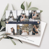Modern Hand-Lettered Photo Collage Navy Blue Bedankkaart
