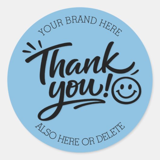 Modern Hand-Lettered “Thank You!” with Smiley Ronde Sticker (Voorkant)