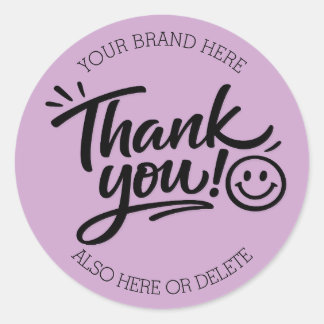 Modern Hand-Lettered “Thank You!” with Smiley Ronde Sticker