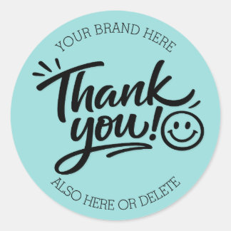 Modern Hand-Lettered “Thank You!” with Smiley Ronde Sticker