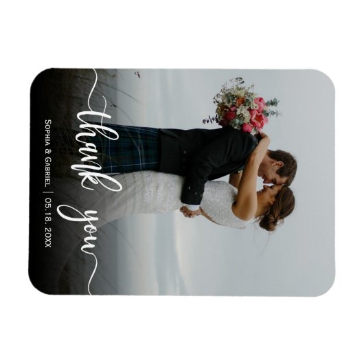Modern Hand Lettered Wedding Foto Hartelijk dank Magneet (Horizontaal)