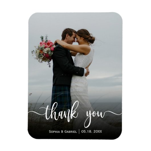 Modern Hand Lettered Wedding Foto Hartelijk dank Magneet (Verticaal)