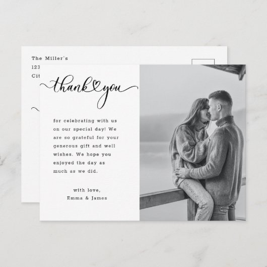 Modern Hand Lettering Love Photo Weddenschap Harte Briefkaart (Voorkant / Achterkant)