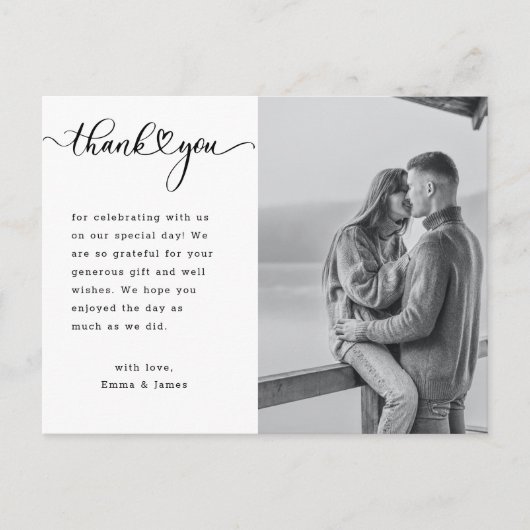 Modern Hand Lettering Love Photo Weddenschap Harte Briefkaart (Voorkant)