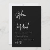 Modern Hand Lettering Script Black White Wedding Kaart (Voorkant)