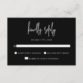 Modern Hand Lettering Script Black White Wedding RSVP Kaartje (Voorkant)