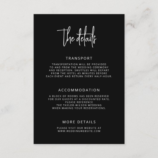 Modern Hand Lettering Script Wedding Details Informatiekaartje (Voorkant)