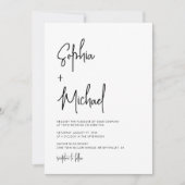 Modern Hand Lettering Script Zwart Wit Bruiloft Kaart (Voorkant)