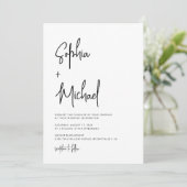 Modern Hand Lettering Script Zwart Wit Bruiloft Kaart (Staand voorkant)