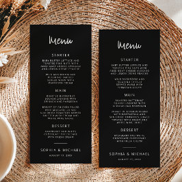 Modern Hand Lettering Script Zwart Wit Bruiloft Menu