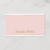Modern Hand Script Blush Pink Gold Sjabloon Trendy Visitekaartje (Voorkant)