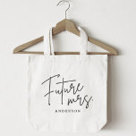 Modern Hand Script Future Mrs. Tote Bag<br><div class="desc">Op maat ontworpen canvas tas voor de bruid met "toekomstig Mrs." modern handschrift.</div>