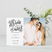 Modern Hand Script Photo Polka Dot Save the Date Kaart (Staand voorkant)