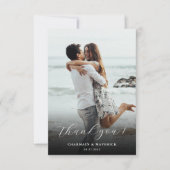 Modern Hand Script Photo Wedding Bedankkaart (Voorkant)