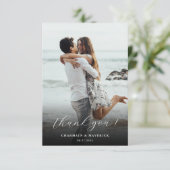 Modern Hand Script Photo Wedding Bedankkaart (Staand voorkant)