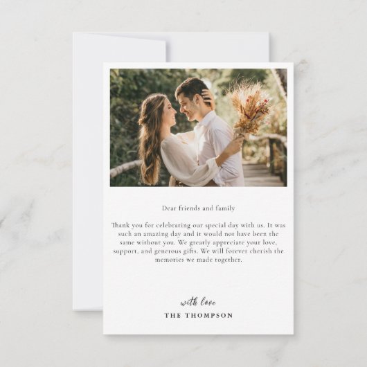 Modern Hand Script Photo Wedding Bedankkaart (Achterkant)