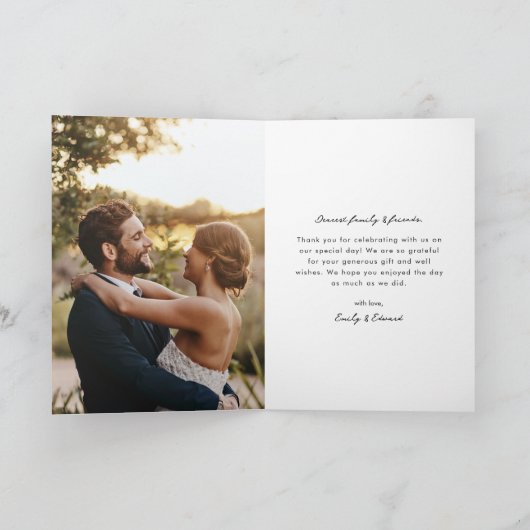 Modern Hand Script Weddenfoto Hartelijk dank Bedankkaart (Binnen)