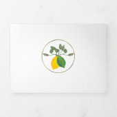 Modern Hand Waterverf Lemon Greenery Wedding Drieluik Uitnodiging (Cover)