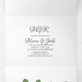 Modern Hand Waterverf Lemon Greenery Wedding Drieluik Uitnodiging (Binnenkant midden)