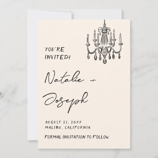 Modern Hand Written Drawn Couple Wedding Fun Save The Date (Achterkant)