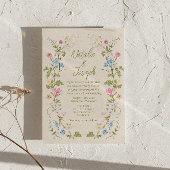 Modern Hand Written Drawn Floral Summer Wedding Kaart