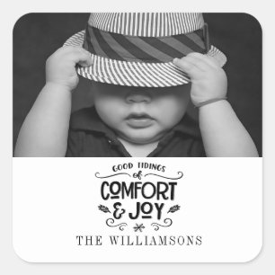 Modern Handbrief   Black White Photo Sticker