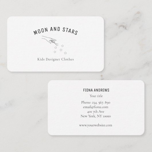 Modern, handen met toverstaf en sterren, visitekaartje (Voorkant / Achterkant)