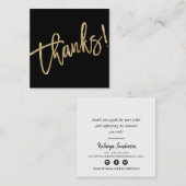 MODERN HANDGELETTERD dank u gouden glitter script Vierkante Visitekaartje (Voorkant / Achterkant)