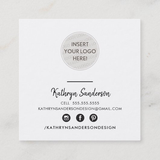 MODERN HANDGELETTERD dank u zwart witte LOGO Vierkante Visitekaartje (Achterkant)