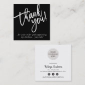 MODERN HANDGELETTERD dank u zwart witte LOGO Vierkante Visitekaartje (Voorkant / Achterkant)