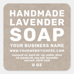 Modern handgemaakt lavender Soap Kraft Paper Vierkante Sticker