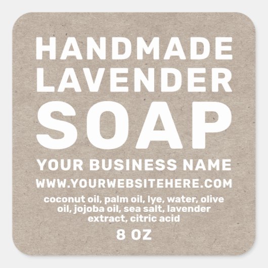 Modern handgemaakt lavender Soap Kraft Paper Vierkante Sticker (Voorkant)