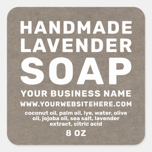 Modern handgemaakt lavender Soap Kraft Paper Vierkante Sticker (Voorkant)