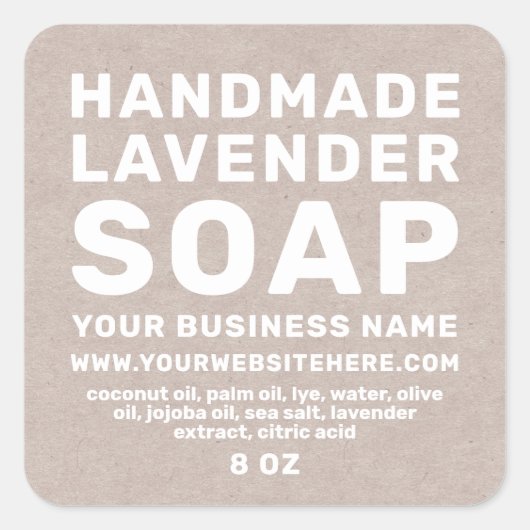 Modern handgemaakt lavender Soap Kraft Paper Vierkante Sticker