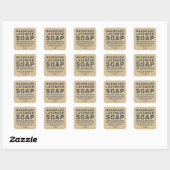Modern handgemaakt lavender Soap Kraft Paper Vierkante Sticker