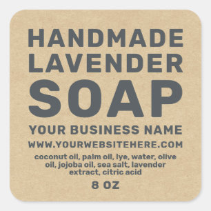 Modern handgemaakt lavender Soap Kraft Paper Vierkante Sticker