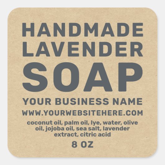 Modern handgemaakt lavender Soap Kraft Paper Vierkante Sticker