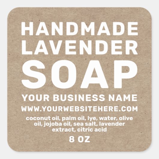 Modern handgemaakt lavender Soap Kraft Paper Vierkante Sticker (Voorkant)