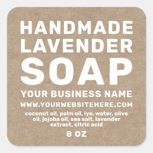 Modern handgemaakt lavender Soap Kraft Paper Vierkante Sticker