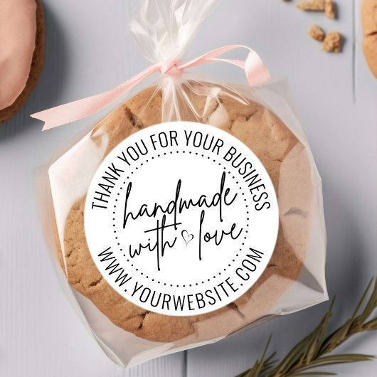 Modern handgemaakt met het hart van liefdesscript ronde sticker