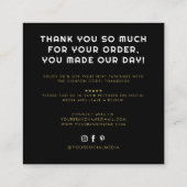 Modern handgemaakt met liefde dank u vierkante visitekaartje (Achterkant)