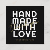 Modern handgemaakt met liefde dank u vierkante visitekaartje (Voorkant)