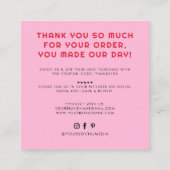 Modern handgemaakt met liefde dank u vierkante visitekaartje (Achterkant)