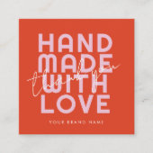 Modern handgemaakt met liefde dank u vierkante visitekaartje (Voorkant)
