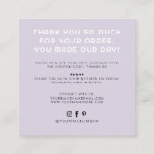 Modern handgemaakt met liefde dank u vierkante visitekaartje (Achterkant)