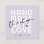 Modern handgemaakt met liefde dank u vierkante visitekaartje (Voorkant)