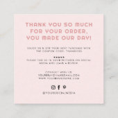 Modern handgemaakt met liefde dank u vierkante visitekaartje (Achterkant)