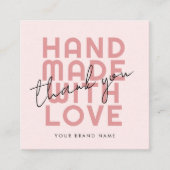 Modern handgemaakt met liefde dank u vierkante visitekaartje (Voorkant)